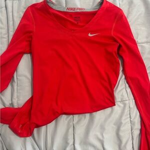 Nike Red Long Sleeve Fitted Crop Tee